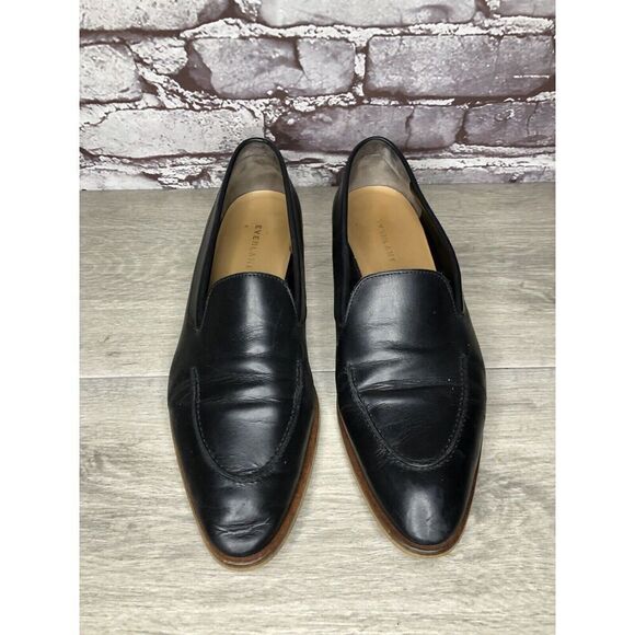 Everlane The Modern Black Leather Slip On Pointed Toe Loafers Women Sz 10M US/41 - Picture 12 of 16